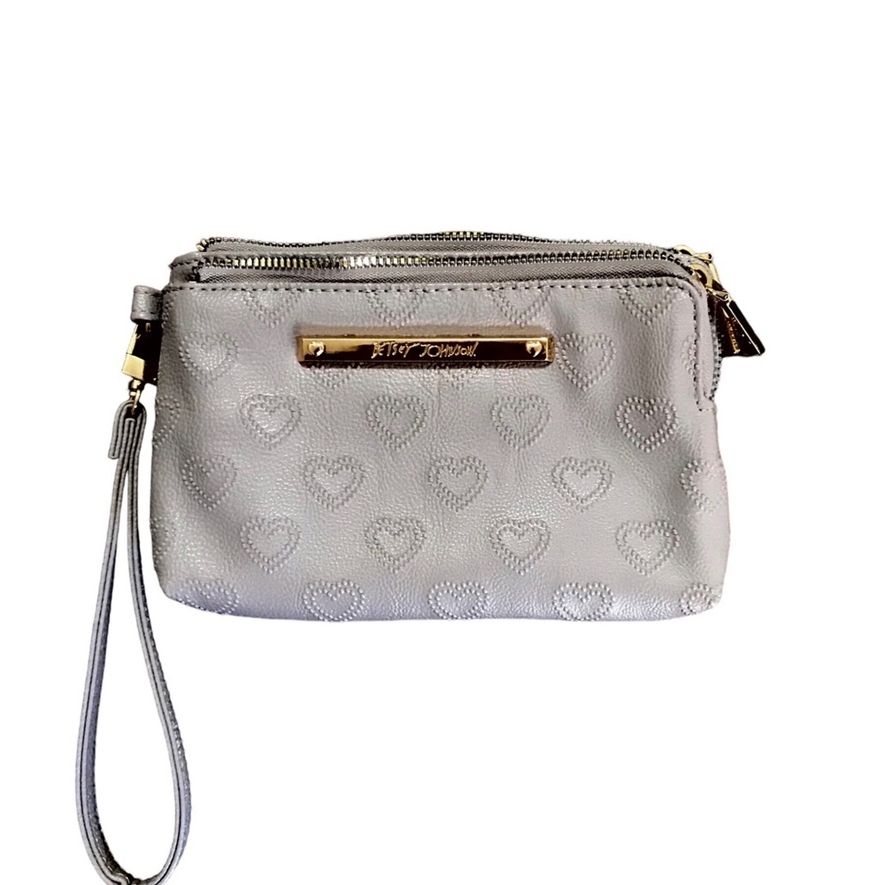 Betsey Johnson Grey Wristlet With Gold Hardware